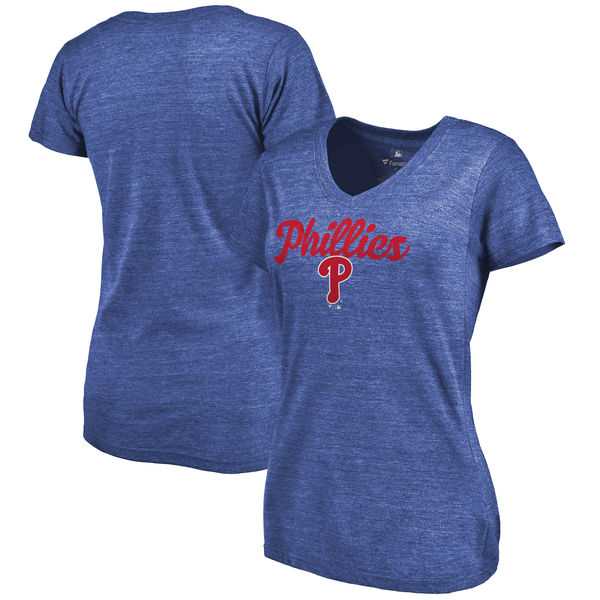 Women's Philadelphia Phillies Freehand V Neck Slim Fit Tri Blend T-Shirt Royal FengYun,We sell and wholesale Women's Philadelphia Phillies Freehand V Neck Slim Fit Tri Blend T-Shirt Royal FengYun on line form chian!